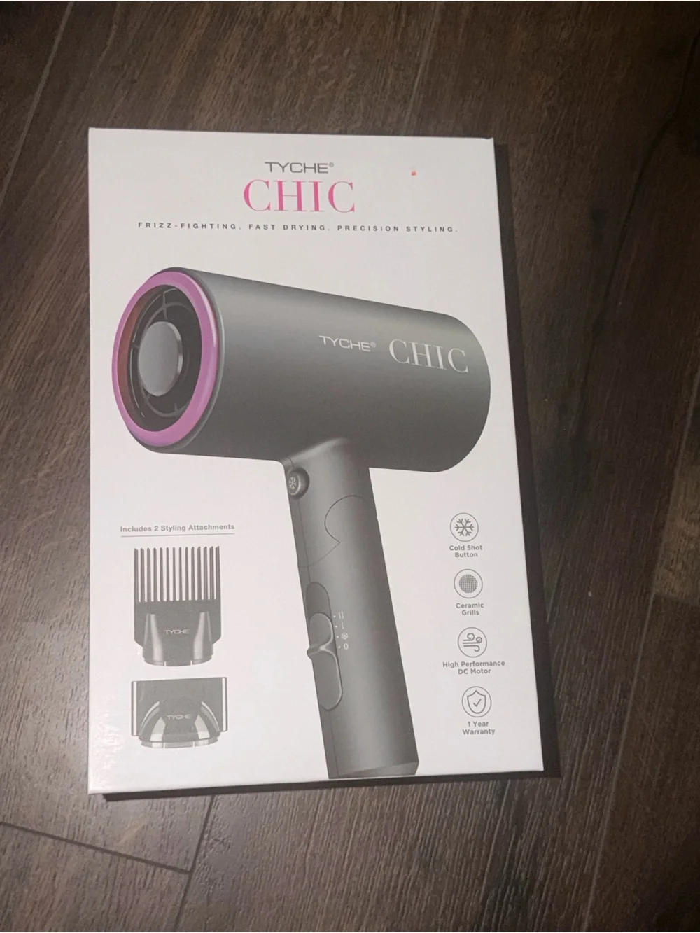 Tyche CHIC Gray Hair Dryer with Pink Accent